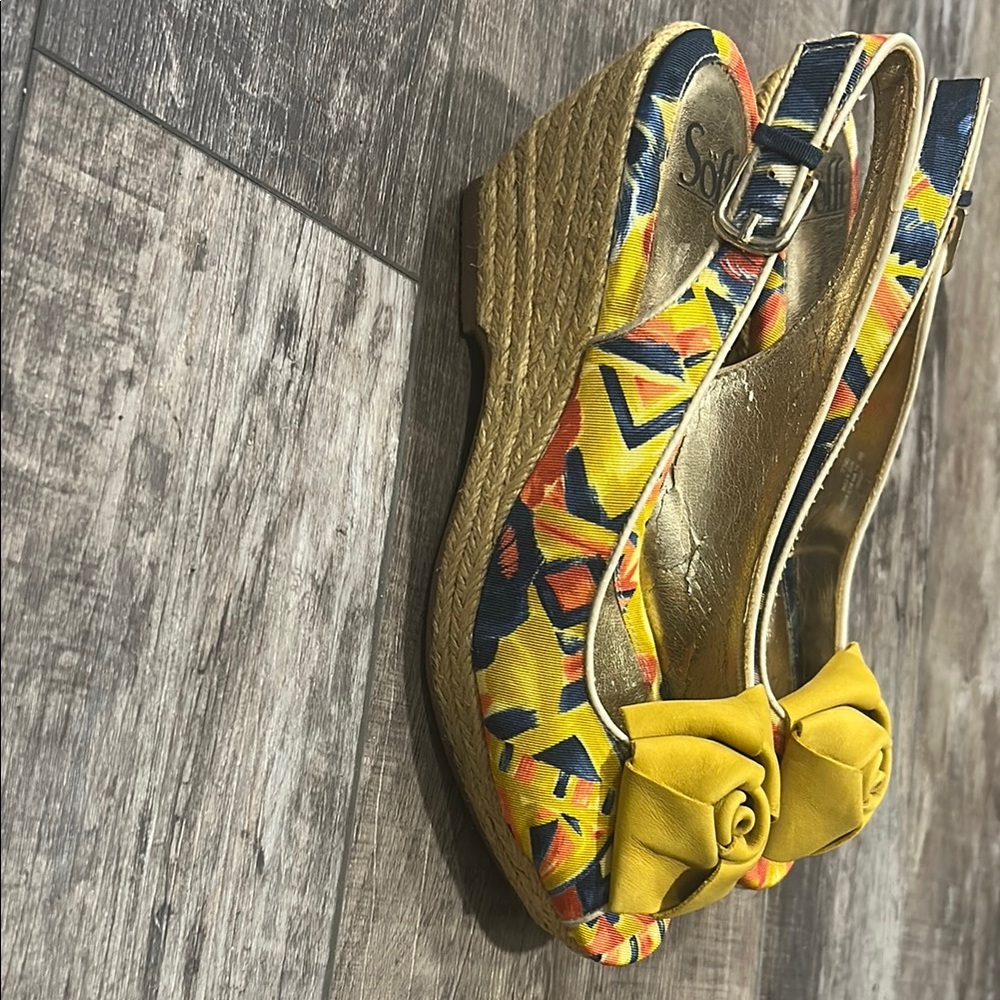 Sofft Yellow Wedge Sandals with Ankle Strap - Picture 5 of 6